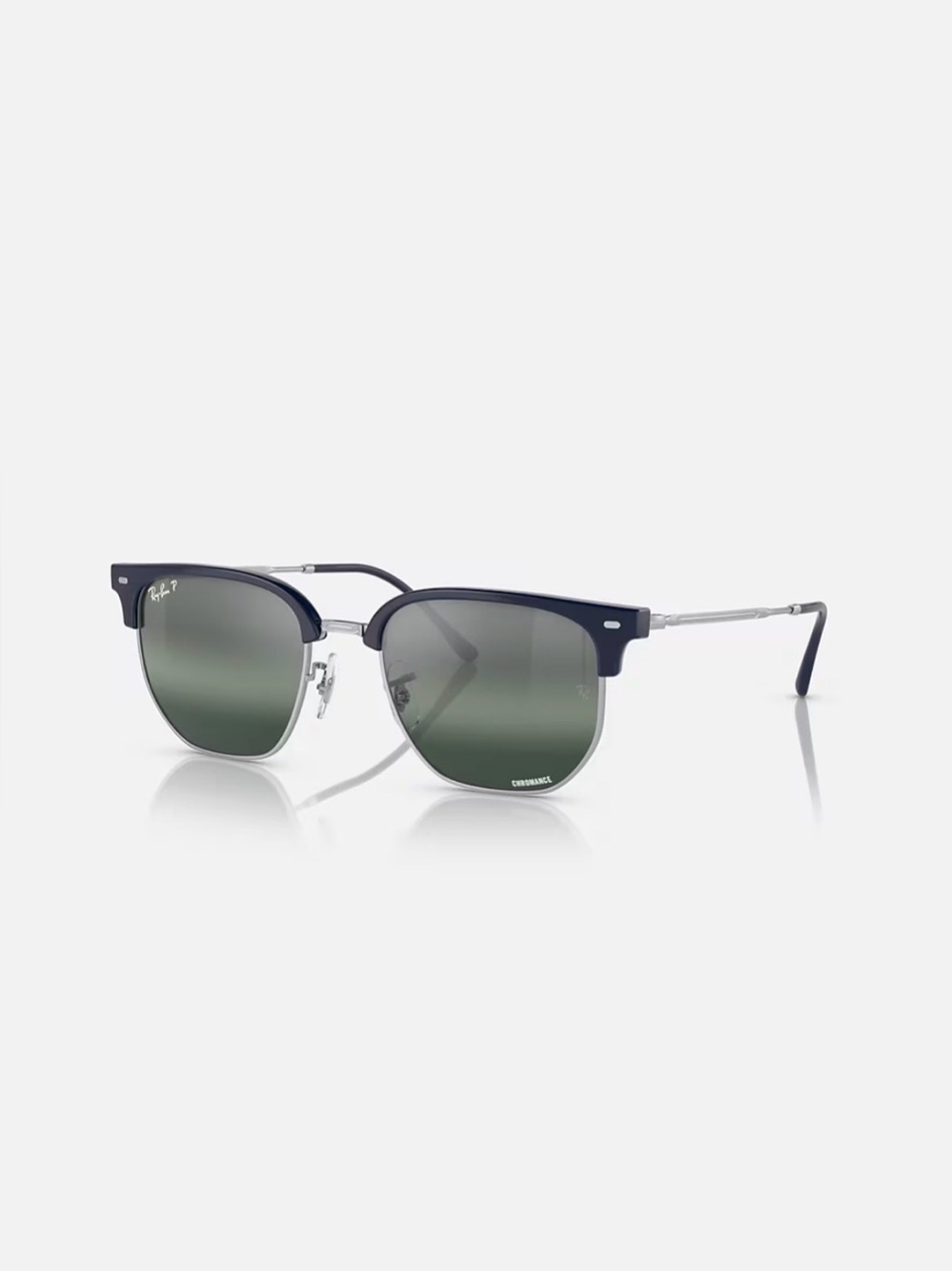 💙 Ray-Ban RB4416 New Clubmaster Chromance Polarized Blue Silver 51mm + Case